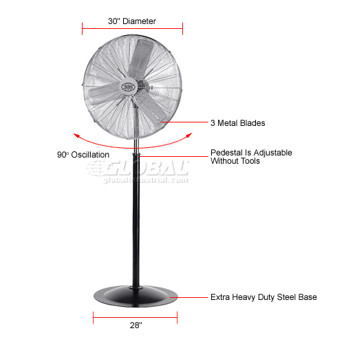 Deluxe Oscillating Pedestal Fan 30" Diameter